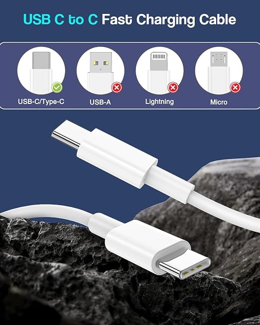 USB C to USB C 240W USB C Cable 2-Pack 10ft C to C Cable Fast Charging for MacBook Pro/MacBook Air iPad Pro/iPad Air iPhone 16 15 Pro Max Plus Samsung GalaxyCompatible 140W/100W/65W/45W/35W/20W