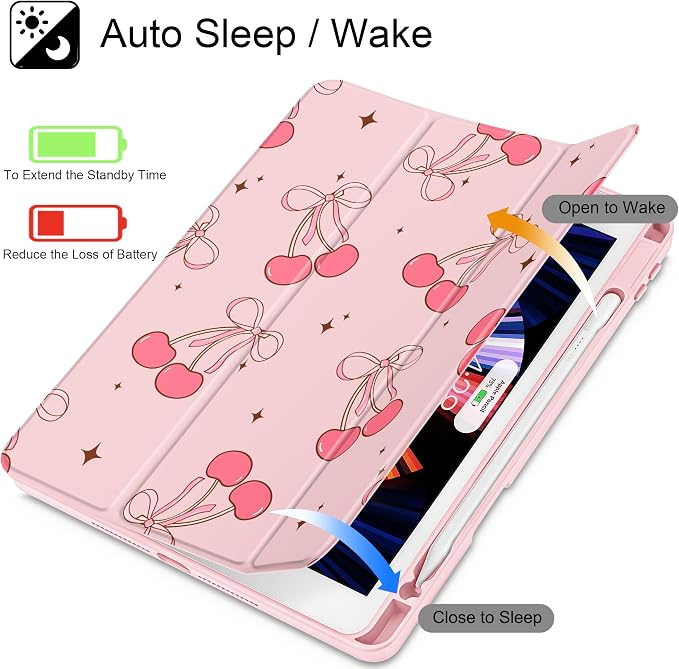 May Chen for iPad 9th Generation with Pencil Holder iPad 8th/7th Gen Case 10.2-inch [Penceil Holder] Trifold Stand Auto Wake/Sleep Clear TPU Protection Back Cover Ballet Shoes