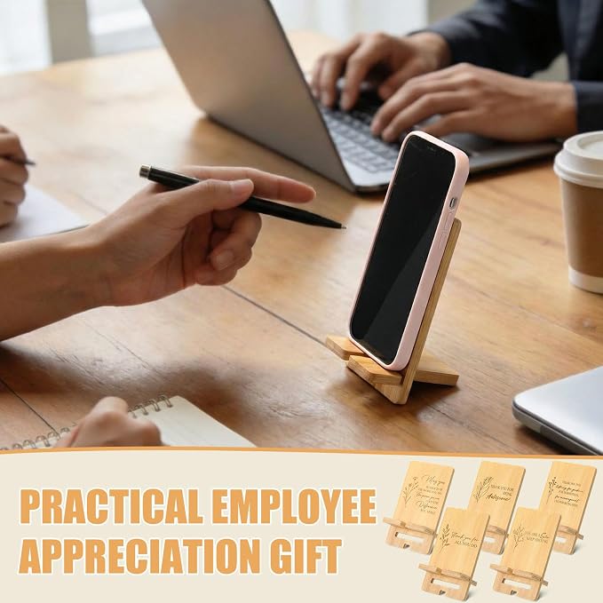Ripeng 30 Pcs Employee Appreciation Gifts Bulk Bamboo Phone Stand for Desk Office Workers Inspiration Thank You Gift for Team Coworkers Staff Volunteer Nurse Teacher Colleagues Gratitude (Inspiration)
