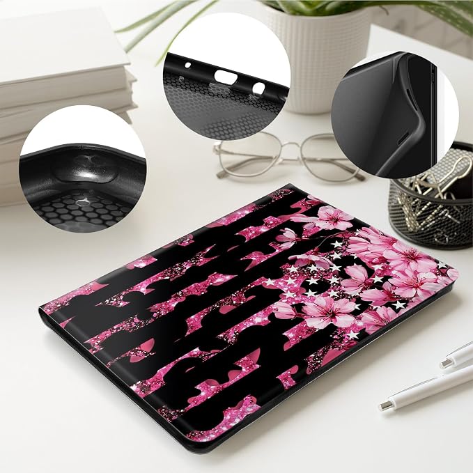 Case for All-New 7 Kindle Paperwhite 12th Gen 2024 &amp Kindle Colorsoft Signature EditionPU Leather Cover with Auto Sleep Wake FeatureAmerican Flag Eagle