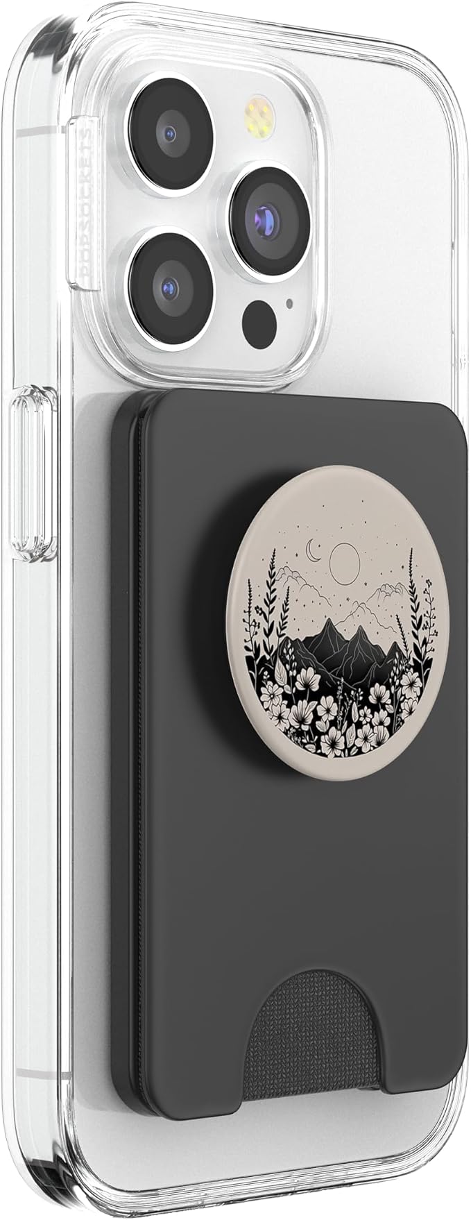 Boho Chic Floral Forest Nature Mountain Moon Sun Monochrome PopSockets Adhesive PopGrip