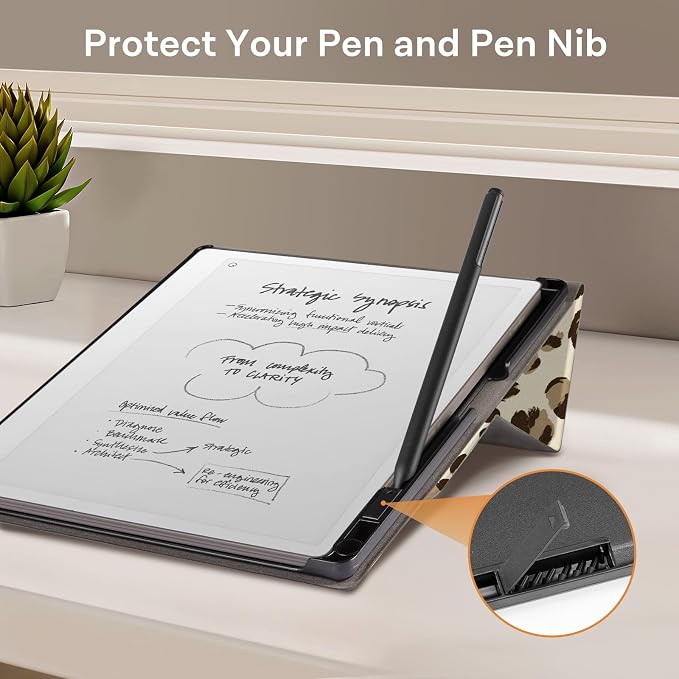 CoBak Case Compatible with Remarkable 2 Paper Tablet Black | Built-in Pen Holder Multi-Angle Foldable Stand Custom Fit for 2020 Released reMarkable 2