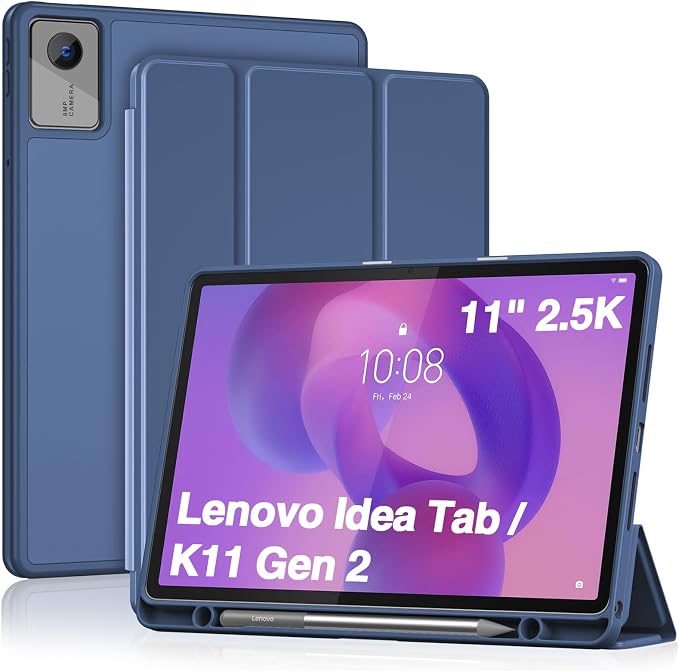 ProCase Full-Edge Case for Lenovo Idea Tab 11 2025 &amp Tab K11 Gen 2 | Slim Trifold Stand Cover with Shockproof TPU Back Pencil Holder &amp Full Protection - Black