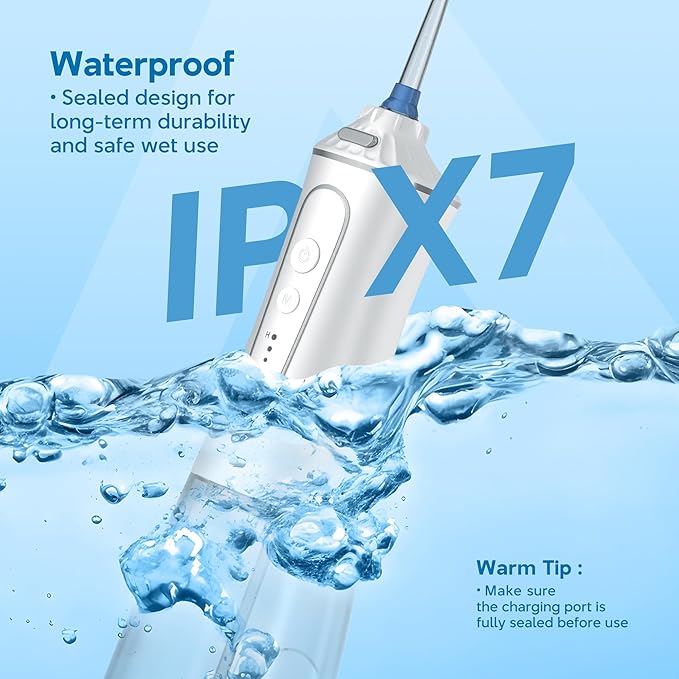 DIONIK Water Flosser Cordless for Teeth, Rechargeable & Portable Water Flosser for Adults, Electric Oral Irrigator with 5 Modes, IPX7 Waterproof, 300ML Tank for Braces, Gum Care & Travel