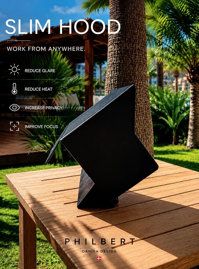 4-in-1 Philbert Danish Design Tablet/iPad Screen Shade Slim Hood for 9.7-11 - Black (Hood only)