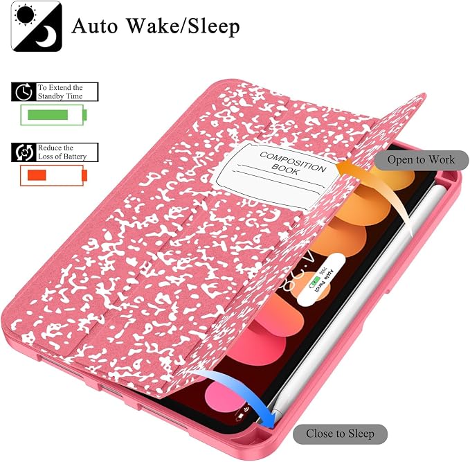 Soke Case for iPad mini (A17 Pro) 7th/ 6th Generation (Book Wine) | Built-in Apple Pencil Slot fit iPad Mini 2024 and 2021 8.3 inch Auto Sleep/Wake