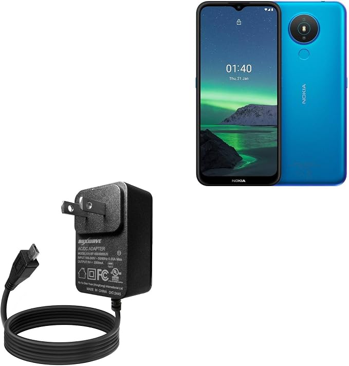 BoxWave Charger Compatible with Nokia 1.4 - Wall Charger Direct (15W) Rapid Charge Your Device with Built-in 3ft Cable
