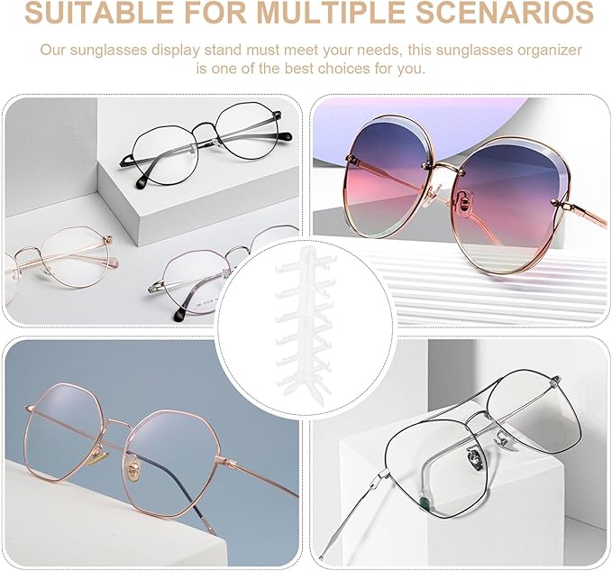 Multi-Tier Sunglasses Display Stand 6-Layer Plastic Eyewear Organizer Glasses Holder for Desk Tabletop Storage and Sunglass Display Rack
