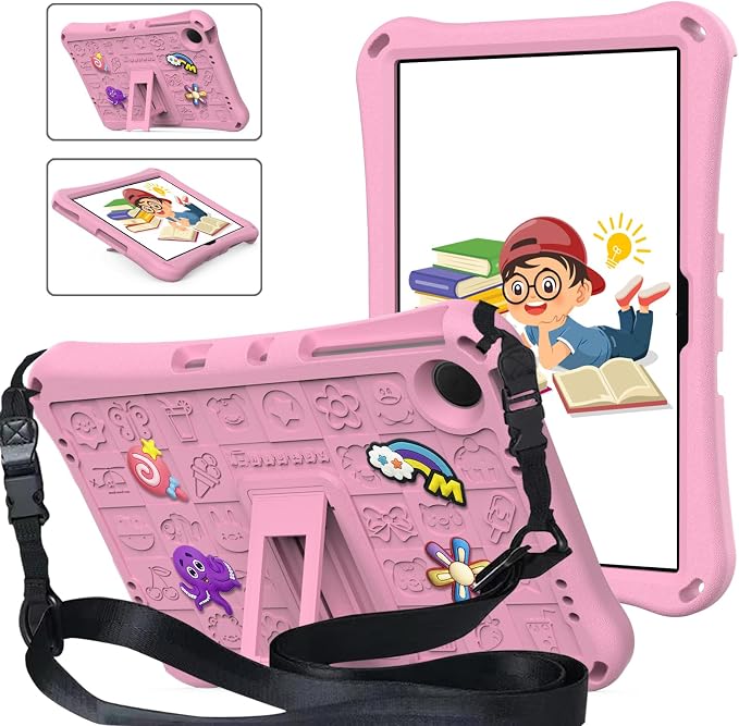 Case for iPad 10.2 Inch 2021/2020/2019/ iPad Pro 10.5 Inch/Air 3rd Gen (2019) Shoulder Strap Kickstand Children Friendly Anti-Scratch Shockproof Case Lightpurple