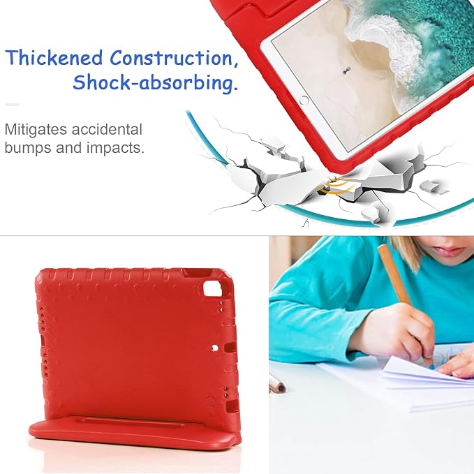 Kids Case for iPad Pro 11 M5/M4 &amp iPad Air 11 (2026/2025/2024) Shockproof Case with Pencil Holder Techcircle Light EVA Foam Handle Stand Bumper Protective Child Friendly Drop Proof Cover Black