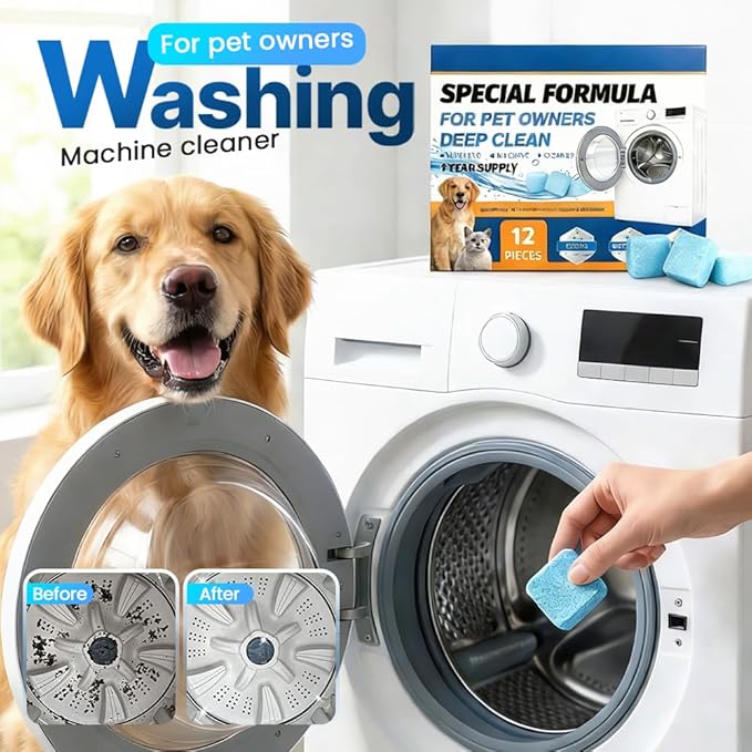 Washing Machine Cleaner Tablets, 2026 New Washer Cleaner Tablets, Deep Cleaning Pet Hair Remover for Laundry Room, Eco-Friendly Odor Remover for Pet Owners (1pcs)