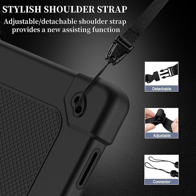 for Callsky-Tab Cpad 10 Tablet 10.1 inch Case with 2 Pcs Screen ProtectorHeavy Duty Shockproof Stand Shoulder Strap Case for Callsky-Tab Ctab 10/Callsky-Tab Cpad 10 Tablet (Black)