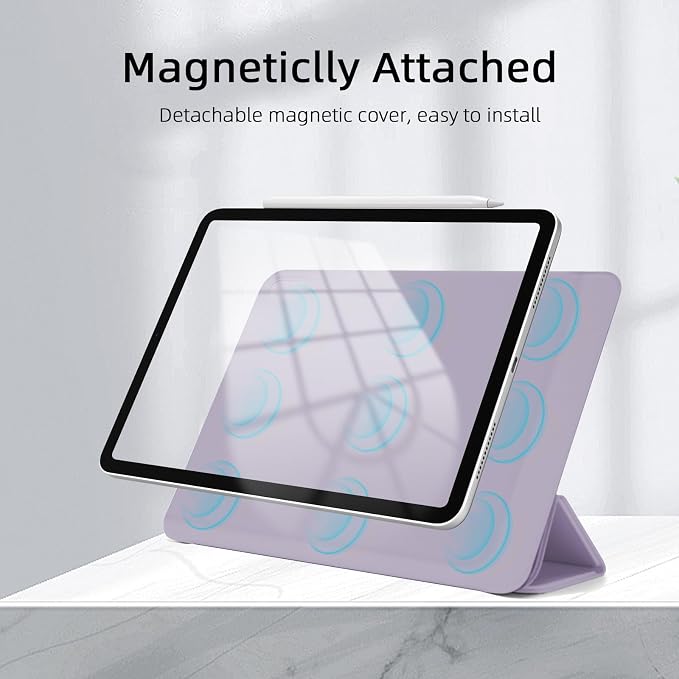 for iPad Air 13 inch M4/M3/M2 Case (2026/2025/2024Model A3268/A3269/A3271) Auto Sleep/Wake and Magnetic Closure Slim Trifold Stand Case PU Leather Cover Support Apple Pencil Pro Black