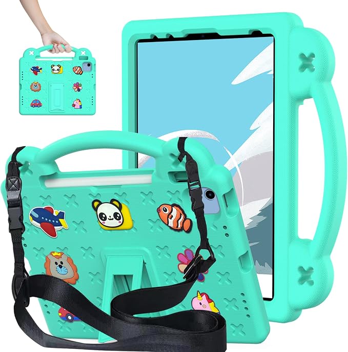 YRH Kids Case for iPad A18 (2026) Gen 12 / for iPad A16 (2025) with Strap Handle Stand EVA Shockproof Cover for iPad 12th Generation 11'' Blue