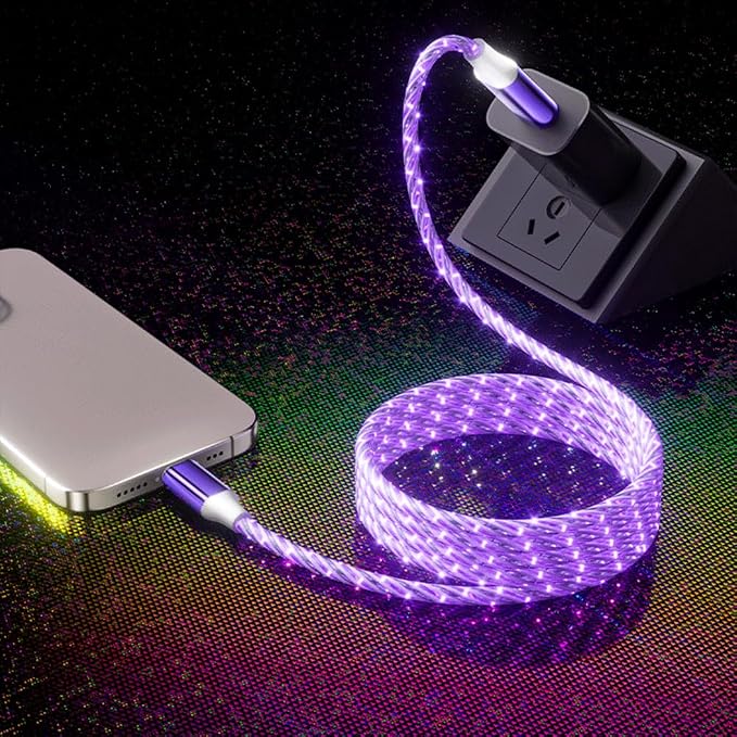 IHAO Multi Ports Charger Cable 3 Combinations in One Cable USB A to USB C/Micro USB PD Fast Charging Cord Lighted Up LED Flowing Compatible with Almost All Kinds of Electric Device-39Inches Blue