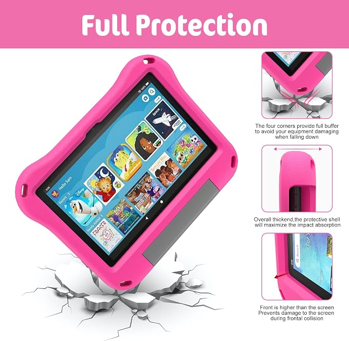 8 inch Tablet Case for Kids Incompatible with Lenovo DiHines Children Lightweight Shockproof Case with Stand Kid-Proof Cover with Handle.Blue