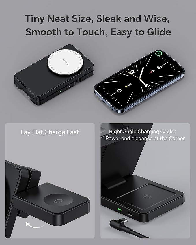 3 in 1 Charging Station for iPhone 16/15/14/13/12 Series, Wireless Charger for Apple Watch，Travel Magnetic Charging Stand for AirPods (Panda Color)