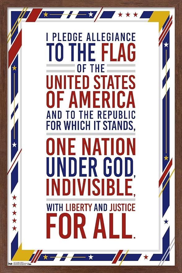 Trends International The United States Of America - Pledge Of Allegiance Wall Poster, 14.725" x 22.375", Mahogany Framed Version
