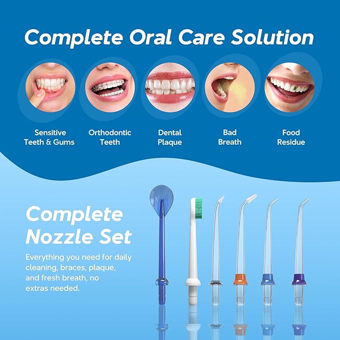 DIONIK Water Flosser Cordless for Teeth, Rechargeable & Portable Water Flosser for Adults, Electric Oral Irrigator with 5 Modes, IPX7 Waterproof, 300ML Tank for Braces, Gum Care & Travel