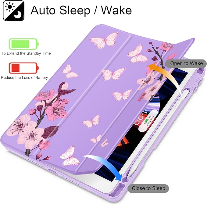 May Chen for iPad 9th Generation with Pencil Holder iPad 8th/7th Gen Case 10.2-inch [Penceil Holder] Trifold Stand Auto Wake/Sleep Clear TPU Protection Back Cover Ballet Shoes