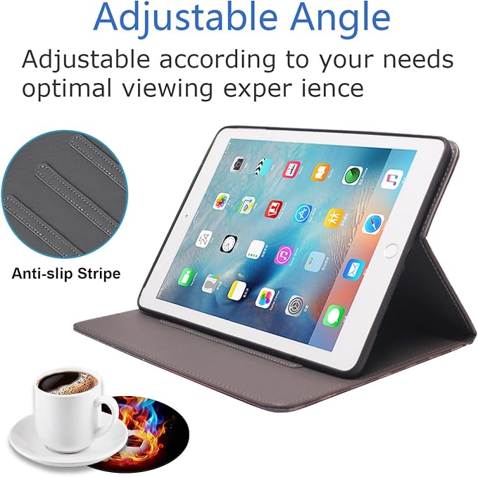 for iPad mini Case iPad mini 1 2 3 4 5 Case and Coasters Set PU Leather Folio Case Smart Cover with Stand &amp Auto Wake Sleep for iPad mini 5/4/3/2/1 - Flame Soccer