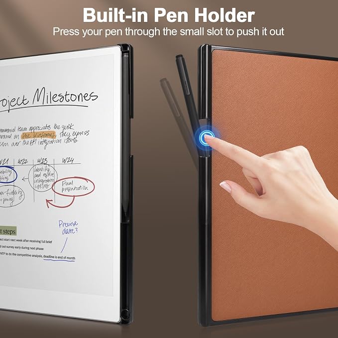 Caweet Case for Remarkable Paper Pro 11.8 2024 Slim Hard Back Shell Protective Book Folio Cover with Built-in Pen Holder and Auto Wake/Sleep Black