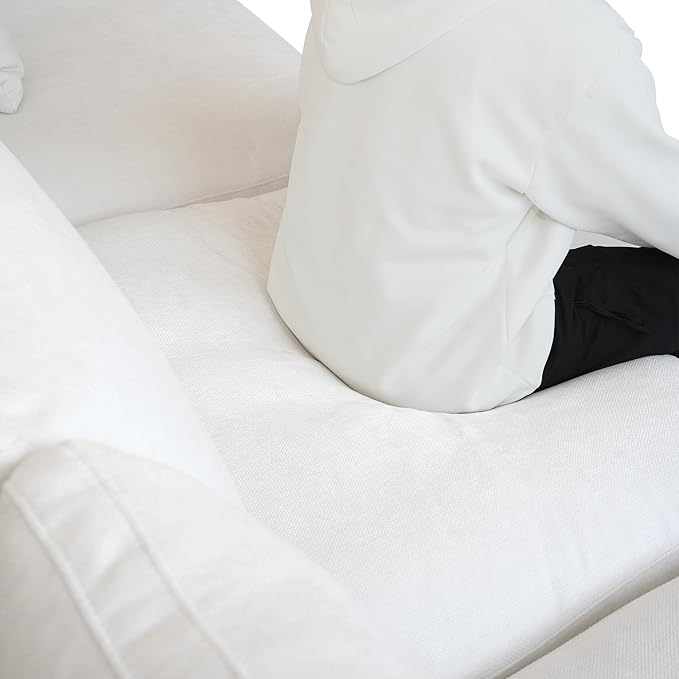 WJShome 120" Cloud Couch Sectional for Living Room, L Shape Down Filled Modular Sectional Sofa,Convertible Couch with Ottoman, Sofa Covers Washable&Replaceable,White