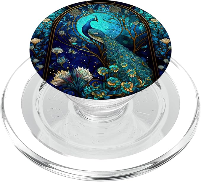 Galaxy Peacock Mysterious Floral Peacock Moon PopSockets Adhesive PopGrip