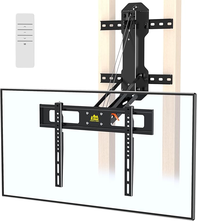 FORGING MOUNT Motorized Fireplace Pull Down TV Mount with Remote for 32-85" TVs, Electric Above Fireplace TV Wall Mount with Height Adjustable, Swivel,Tilt, Holds 88 lbs Max VESA 600x400