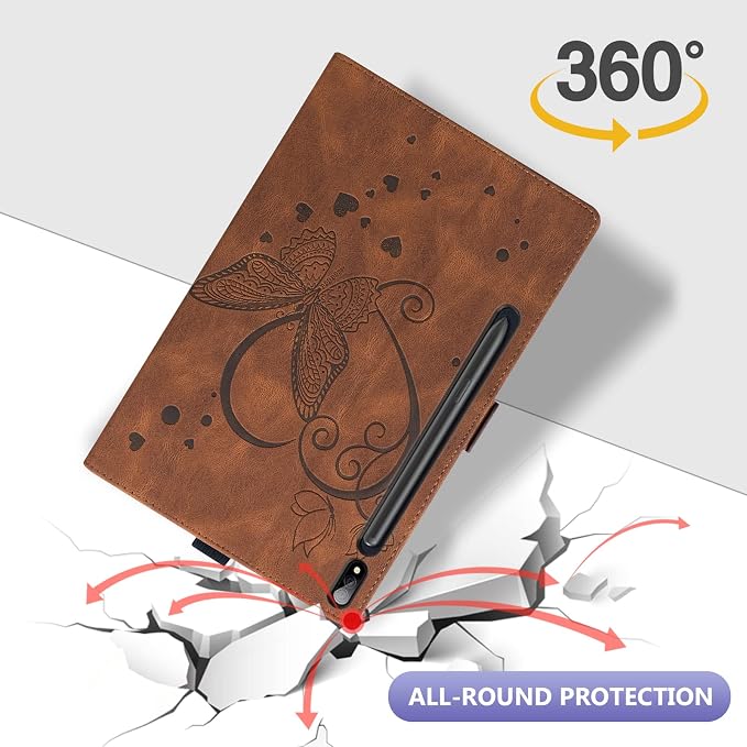 Dteck Wallet Case for Galaxy Tab S10+/S9+/S7 FE/S8+/S7 Plus 12.4 Tablet Premium PU Leather Folding Stand Auto Wake/Sleep Pen Holder Case with Hummingbirds