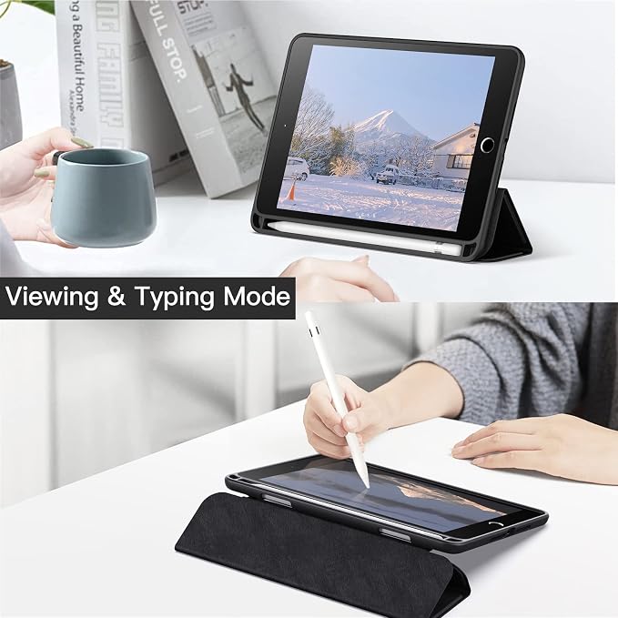 JETech Case for iPad mini 5/4 (7.9-Inch 2019/2015 Model) with Pencil Holder Clear Transparent Back Shell Slim Stand Shockproof Tablet Cover Auto Wake/Sleep (Black)