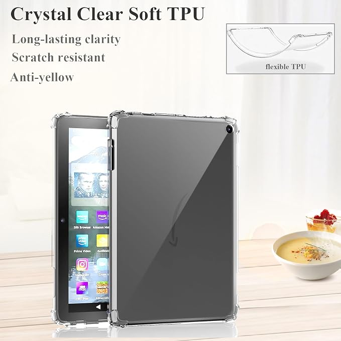 Clear Case for All-New Amazon Kindle Fire Max 11 Tablet (13th Generation 2023 Release) 11 Slim Lightweight Shell Transparent Soft TPU Back Shockproof Crystal Reinforced Corner Cover Clear