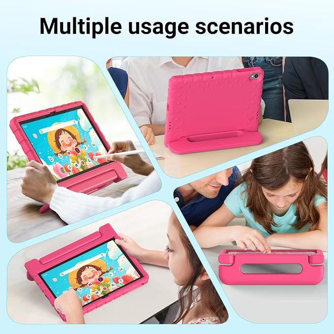 Kids Case for Onn 10.1 Tablet 2024 Gen 4(Model:100135925) ShockproofBlack | Lightweight EVA Foam Foldable Handle Stand Precise Cutouts Kid-Friendly For Daily Use