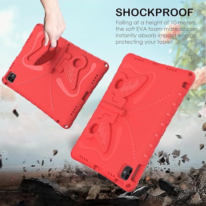 Kids Case for iPad Air 13 (2026/2025/2024) M4/M3/M2 &amp iPad Pro 13 2024 &amp iPad Pro 12.9 Cover 6th/5th/4th/3rd Gen (2022/2021/2020/2018) DIY Figures EVA Rubber Handle Stand Shockproof Bumper