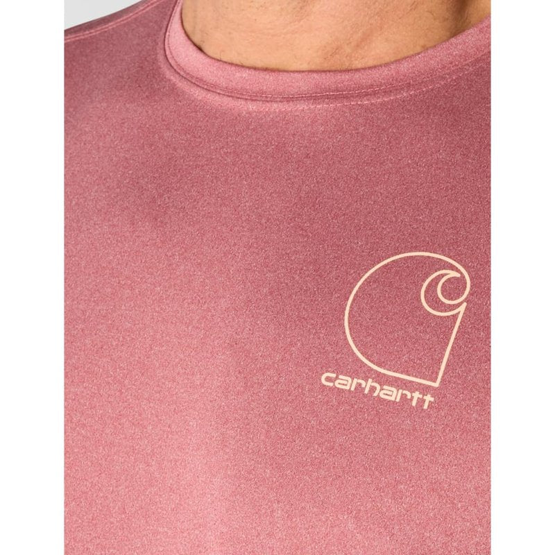 Carhartt Men's Force Sun Defender Lightweight Short-Sleeve Logo Graphic T-Shirt, Amber Terrain Heather, Large