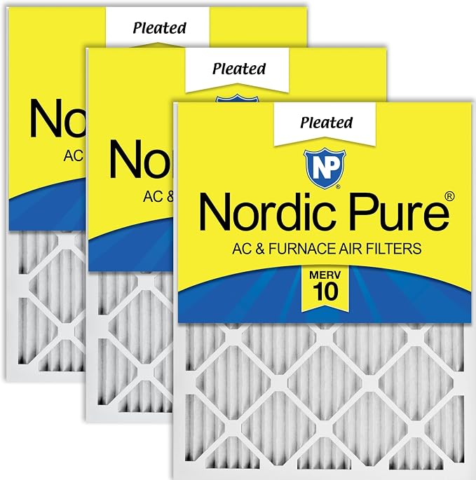 Nordic Pure 16x25x1 Pleated MERV 10 Air Filters 3 Pack