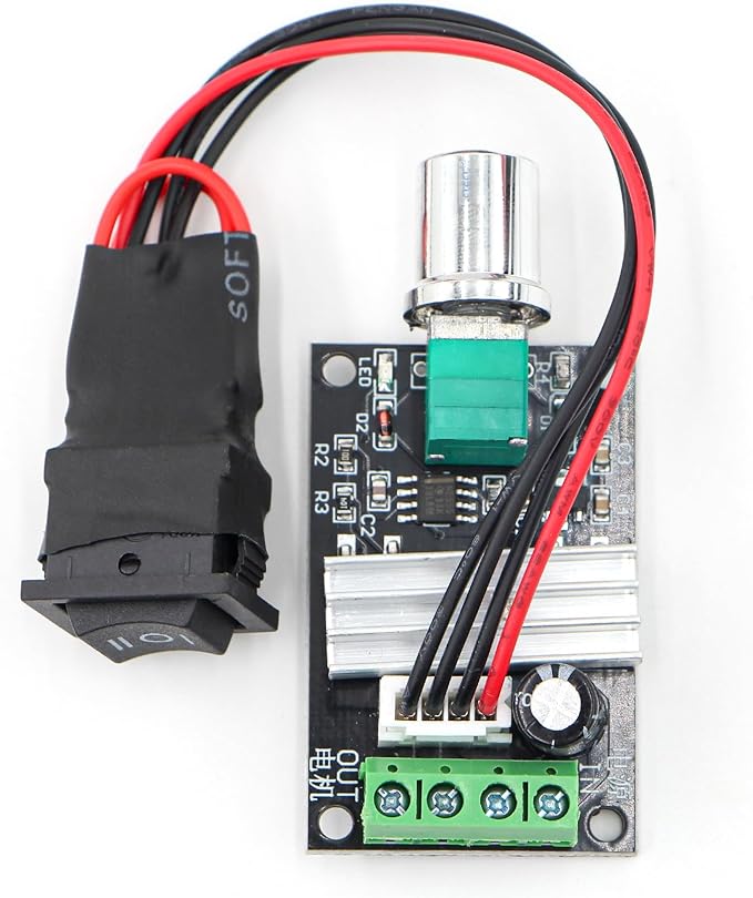 RioRand Small PWM DC Motor Speed Controller - for 6V 12V 24V 28V 3A 80W Low-Voltage Gear Motors with Forward/Reverse Switch Control