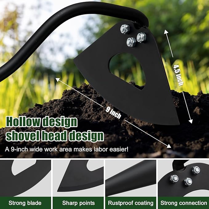 Hardened Hollow Heavy Duty Garden Hoe Tool 60INCH - Ergonomic Weeding Tool for Lawn, Yard & Farm, Rust-Resistant Steel with Comfort Grip, Easy Adjust & Storage