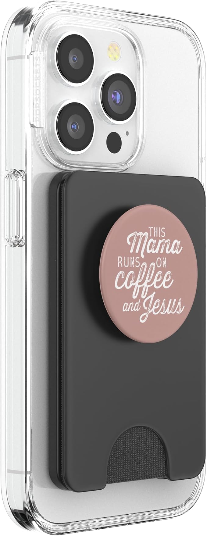 This Mama Runs on Coffee and Jesus - Cute Christian Quote PopSockets Adhesive PopGrip