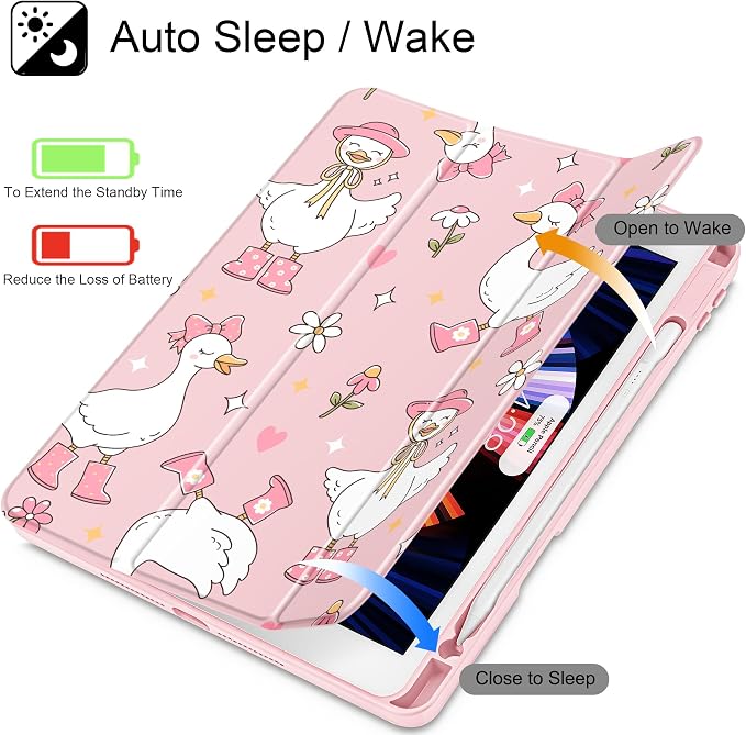 May Chen for iPad 9th Generation with Pencil Holder iPad 8th/7th Gen Case 10.2-inch [Penceil Holder] Trifold Stand Auto Wake/Sleep Clear TPU Protection Back Cover Ballet Shoes