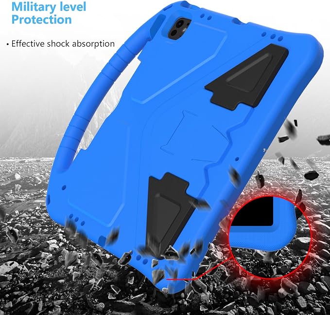 Kids Case for iPad Air 13 (2026/2025/2024) M4/M3/M2 &amp iPad Pro 13 2024 &amp iPad Pro 12.9 Cover 6th/5th/4th/3rd Gen (2022/2021/2020/2018) DIY Figures EVA Rubber Handle Stand Shockproof Bumper
