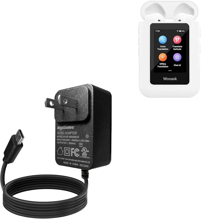 BoxWave Charger Compatible with Wooask A8 (2.0 in) - Wall Charger Direct (15W) Rapid Charge Your Device with Built-in 3ft Cable