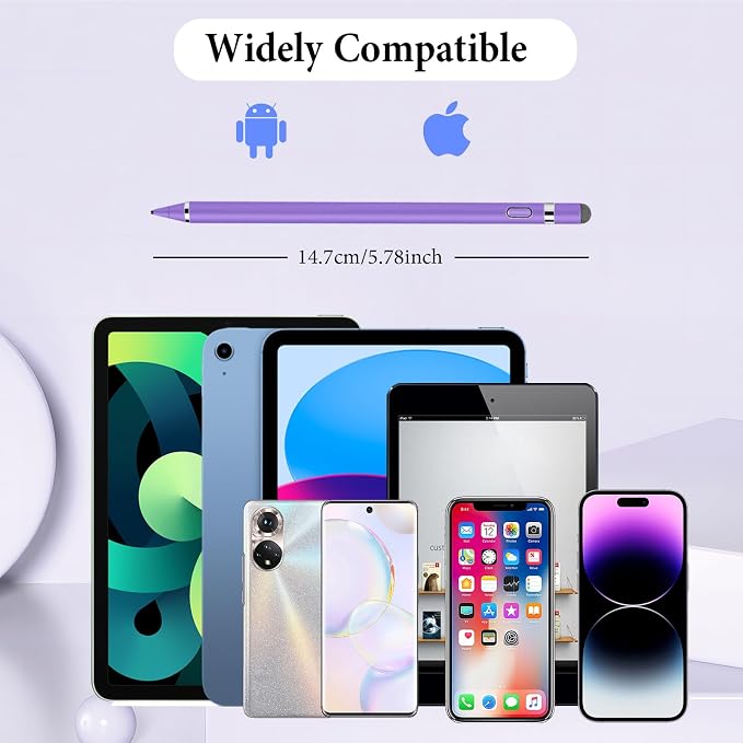 Stylus Pen for Touchscreen Kenkor Rechargeable Digital Fine Point Active Tablet Pencil Stylus Pen for iPhone/Switch/Android/Apple iPad Pro/Air/Mini/Samsung/Cellphone/Tablet Drawing &amp Writing - B
