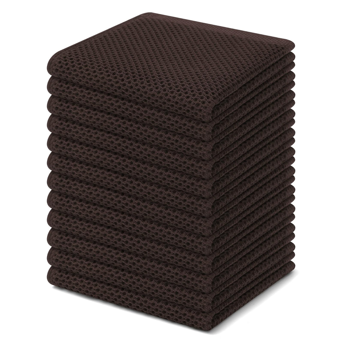 Homaxy 100% Cotton Waffle Weave Kitchen Dish Cloths 12-Pack, Coffee