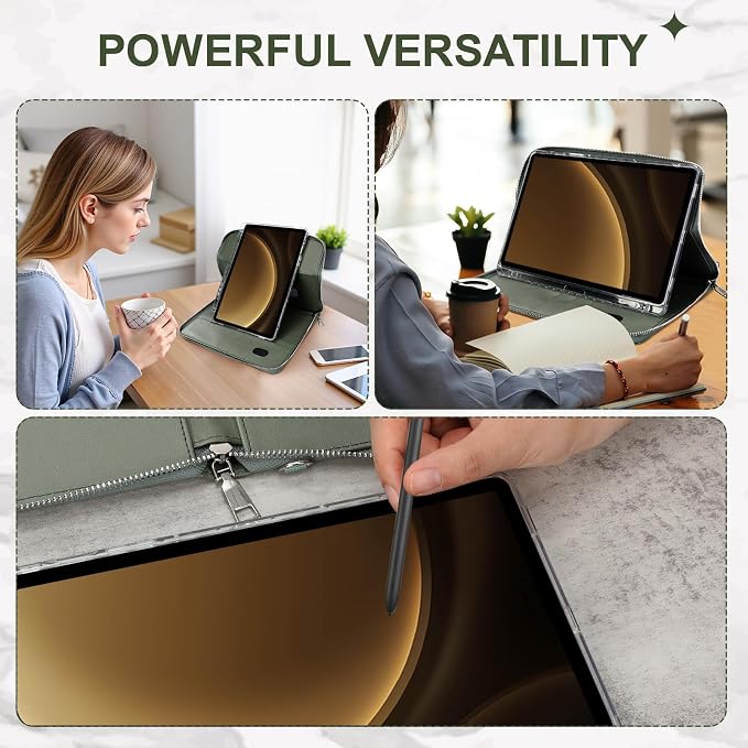 Case for Samsung Galaxy Tab S10 Lite / S10 FE / S9 FE 10.9-Inch / S9 11 | PU Leather / Zipper Bag / Clear Back Case / Hand Strap / Shoulder Strap / S-Pen Holder / Stand Cover