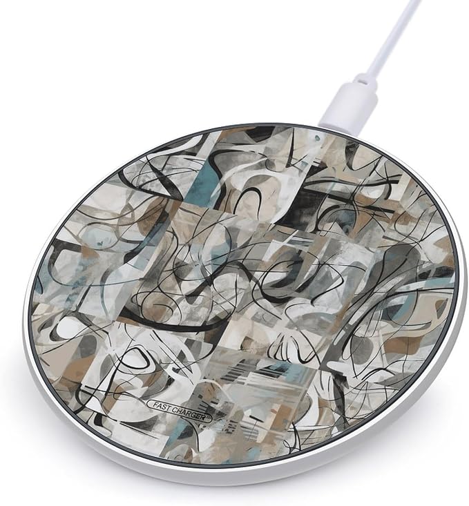 Art Print Color Pattern Wireless Charger Aluminum Alloy Frame 10W Fast Charging Pad with Indicator Light 6mm Thin &amp Portable Wireless Charging Pad for Travel Home Office Desk