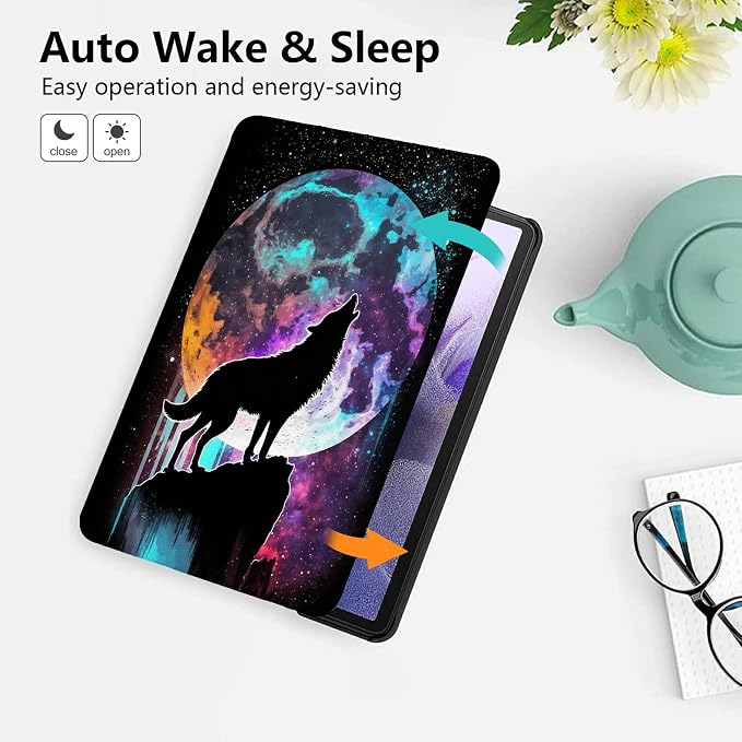for 10.1 Amazon Fire HD 10 Tablet (13th Generation 2023 Release)PU Leather Multi-Angle Anti Slide Stand Cases with Auto Wake/SleepAnimals Dog Paws Galaxy