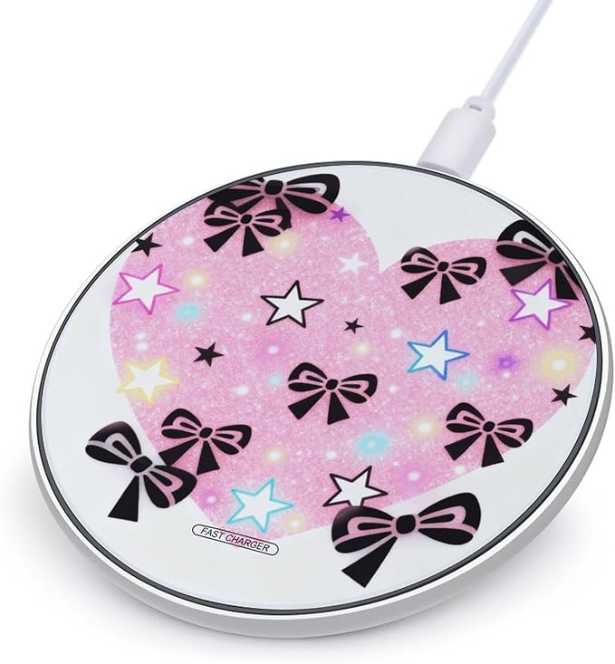 Heart Pattern Wireless Charger Fast Charging Pad | Anti-Slip Qi Certified Wireless Charging Pad for All Phones with Wireless Charging Function for Home Office Travel