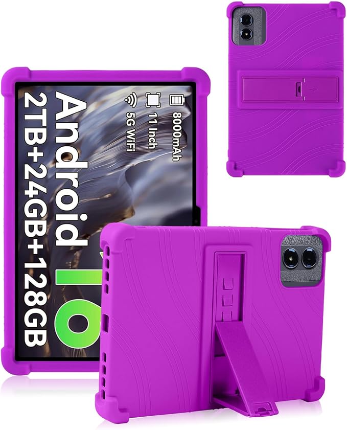Case Compatible with TABWEE T50 11 inch Tablet – Shockproof Silicone Protective Case with Kickstand Anti-Slip Drop-Resistant Business Style (Black)