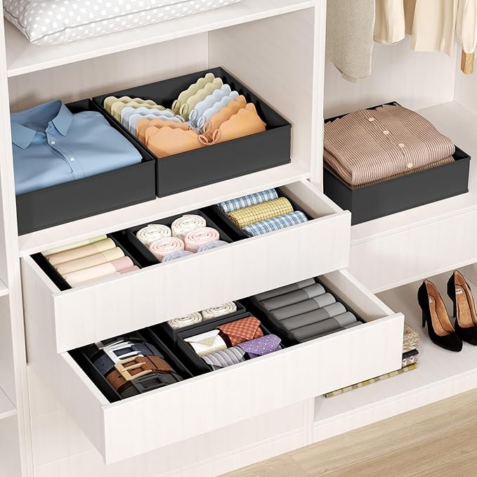DIMJ Drawer Organizer Clothes - 20 Pack Closet Drawer Organizer Bins for Baby Clothes Storage, Fabric Dresser Organizer for Nursery Bedroom, Foldable Small Drawer Dividers for Underwear Socks
